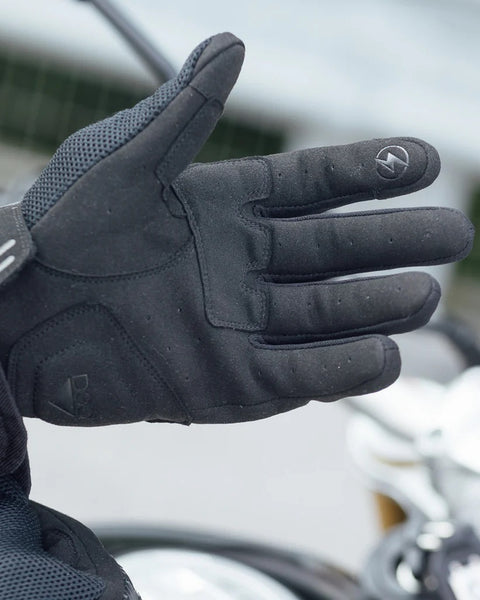 Merlin Barrett Mesh Gloves - Black studio image worn by model showing detail