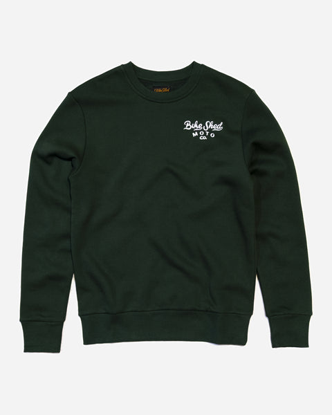 Bike Shed Desert Race Sweatshirt Green Studio Image Front