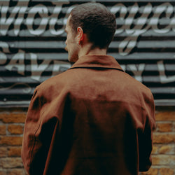 Brown Twill Motorcycle jacket back detail