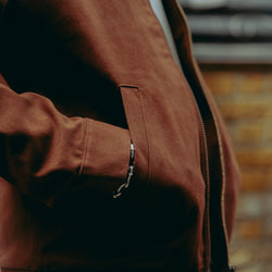 Brown Twill Motorcycle jacket pocket detail
