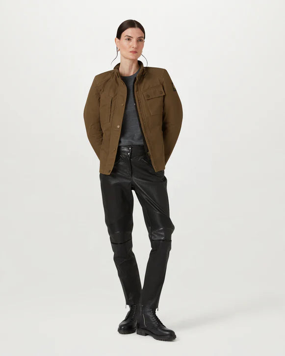 Belstaff Kate's Cottage Women's Motorcycle Jacket Sand worn by model