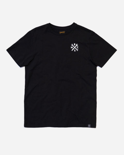 Bike Shed Roundel T-Shirt Washed Black Studio Image Front