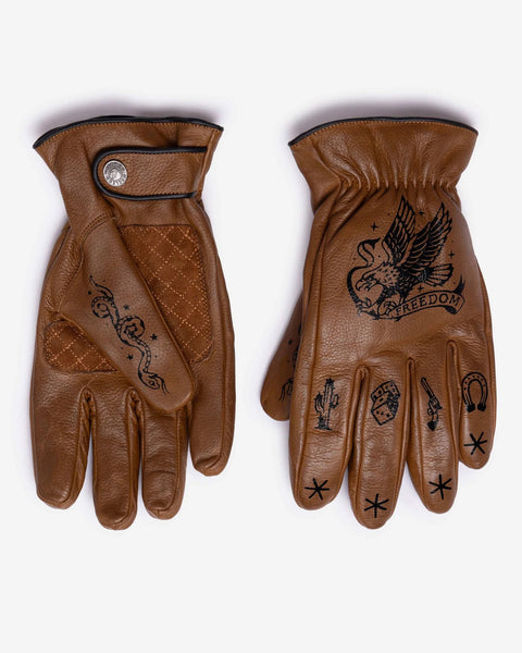 Macleod outlaw brown motorcycle gloves studio image