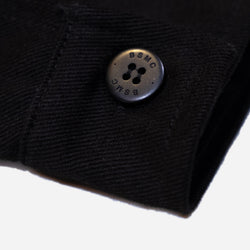 Close-up of the black twill motorcycle jacket cuff