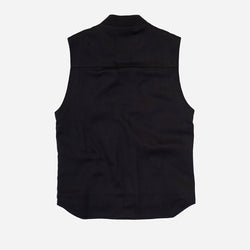 Black motorcycle vest on a white background