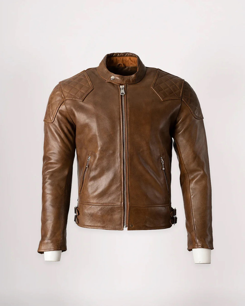 Goldtop 76 Cafe Racer Jacket - Waxed Brown studio image front