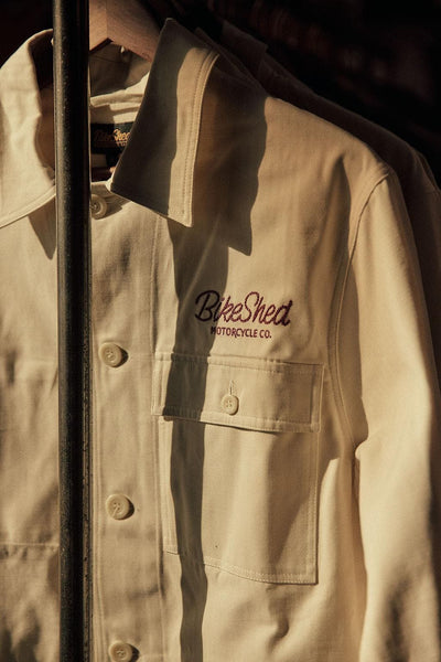 BSMC Chain Embroidery Motorcycle Chore Jacket - Ecru