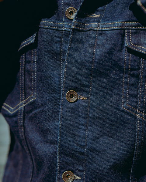 BSMC Motorcycle Denim Jacket - Cordura Indigo - front detail