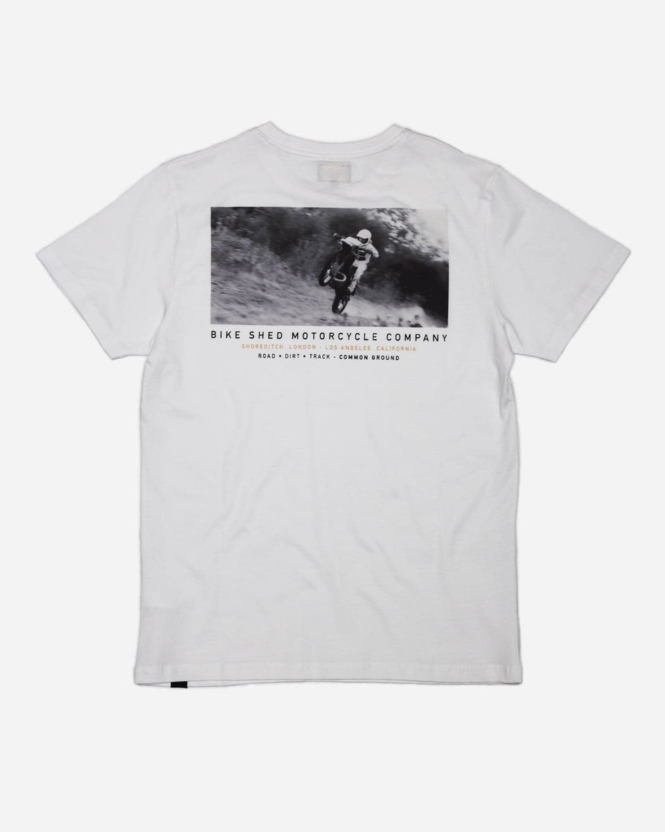BSMC Dirt Shot Motorcycle Graphic T-Shirt - White