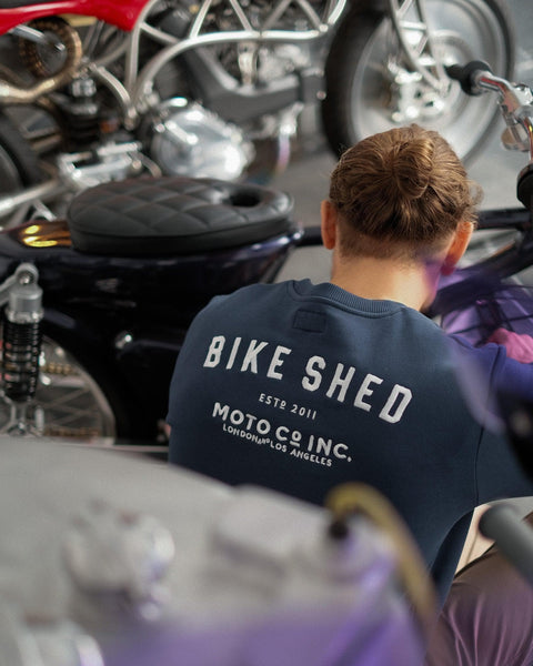 BSMC ESTD. Embroidered Logo Motorcycle Sweatshirt - Navy
