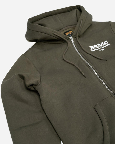 Green Bike Shed Motorcycle Co. Good Times Hooded Sweatshirt - front detail