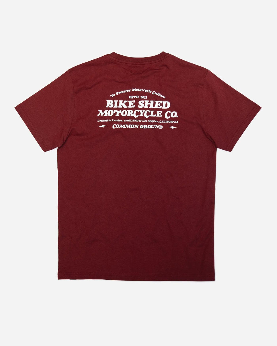 Burgundy Good Times Motorcycle Logo T-Shirt - back