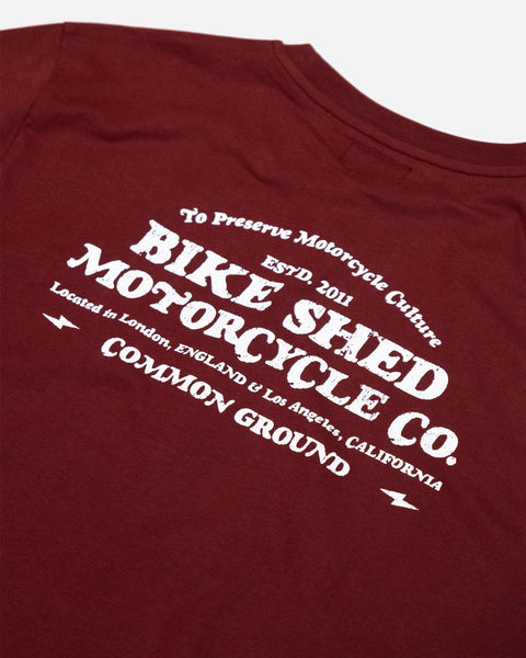 Burgundy Good Times Motorcycle Logo T-Shirt - back detail
