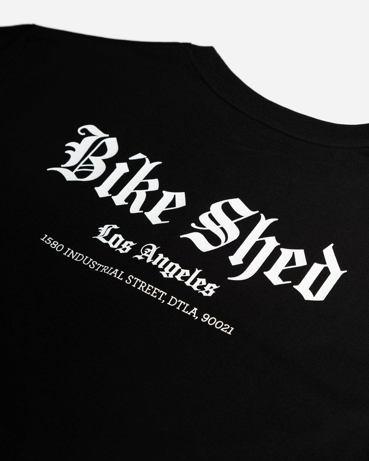 Black LA Motorcycle Rocker T-Shirt - back detail