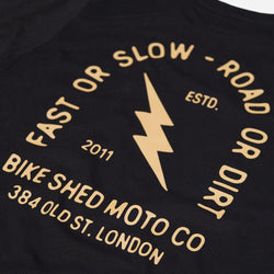 Black Motorcycle London Lightning T-Shirt Back Detail