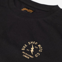 Black Motorcycle London Lightning T-Shirt Front Detail