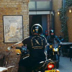 Black Motorcycle London Lightning T-Shirt Back