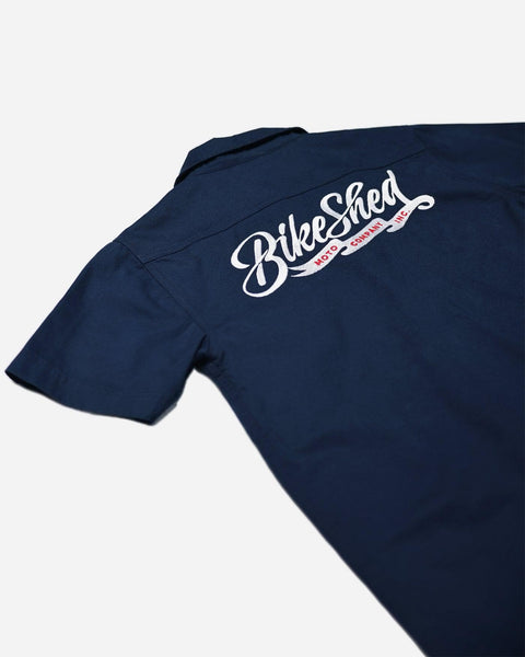 BSMC Embroidered Pennant Logo Motorcycle Shirt - Navy