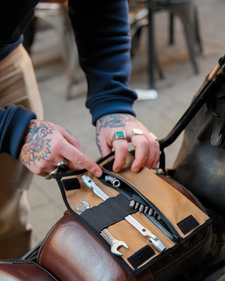 Motorcycle Rider's Tool Pouch - Waxed Tan