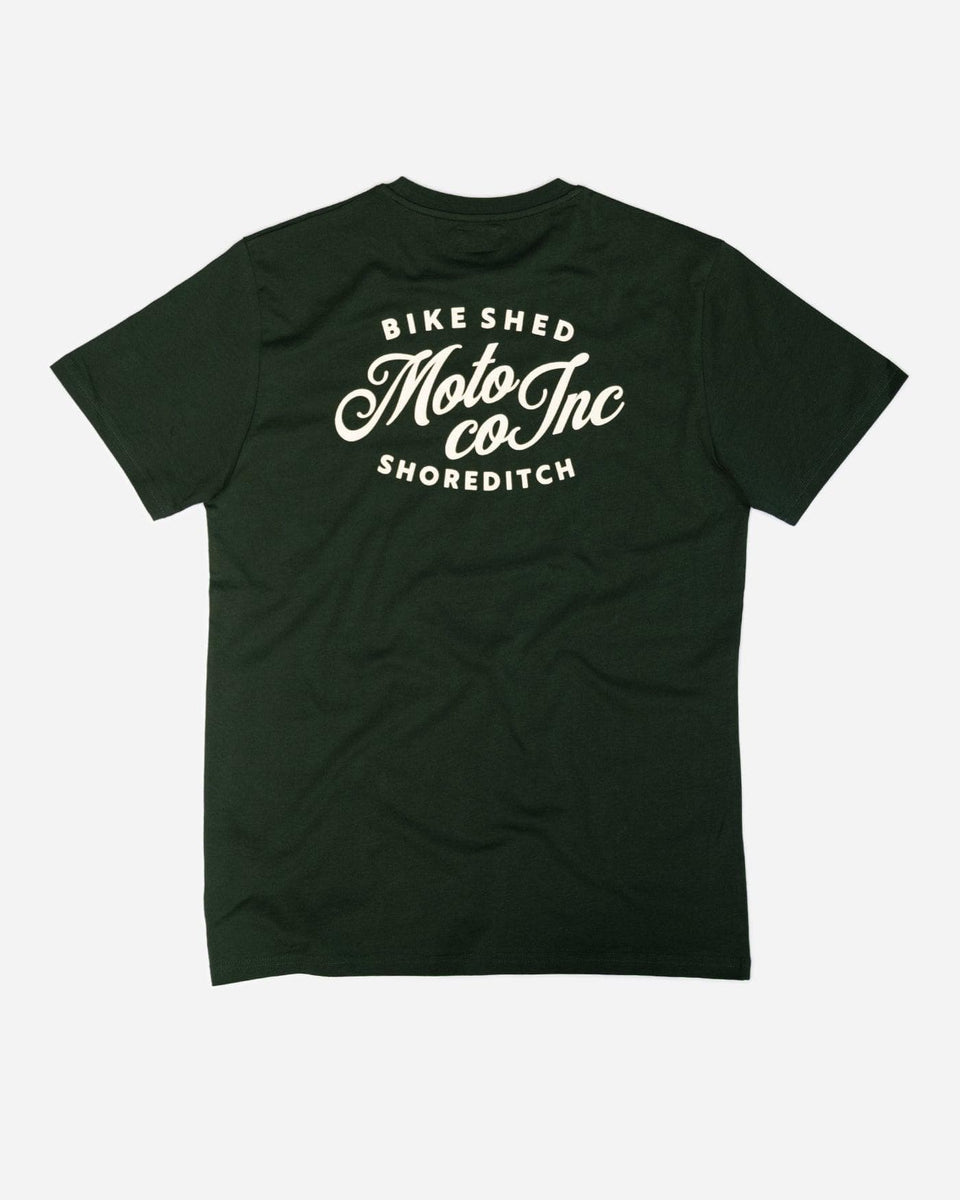 Green BSMC Logo Shoreditch Motorcycle T-Shirt - back