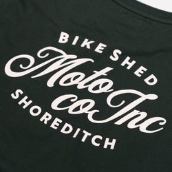Green BSMC Logo Shoreditch Motorcycle T-Shirt - back detail