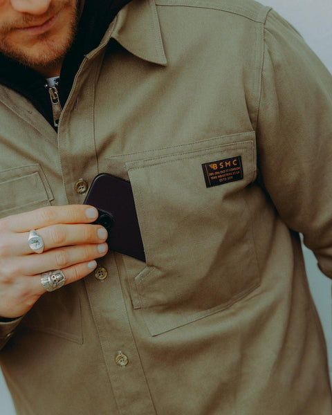 Twill Motorcycle Utility Shirt - Light Khaki
