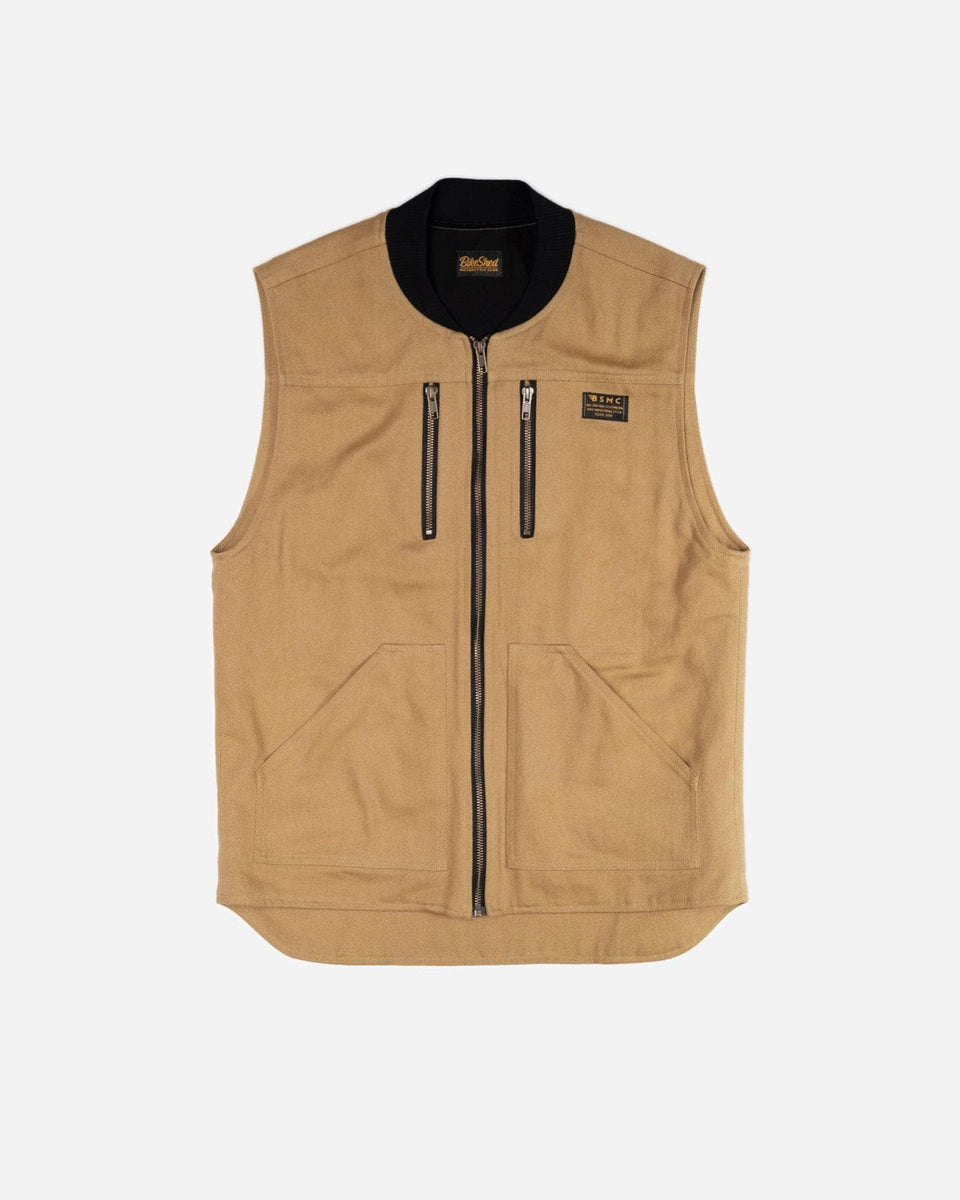 Cotton Motorcycle Utility Vest - Tan