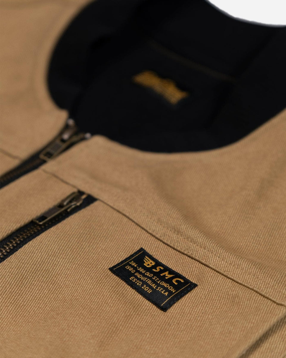 Cotton Motorcycle Utility Vest - Tan