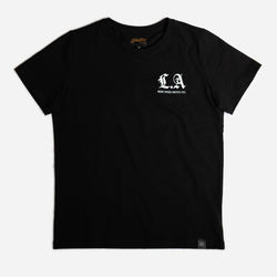 Black Women's LA Motorcycle Rocker T-Shirt  - front
