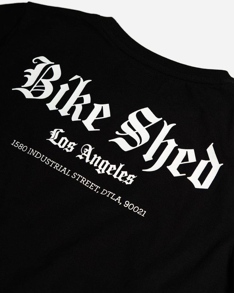 Black Women's LA Motorcycle Rocker T-Shirt - back detail