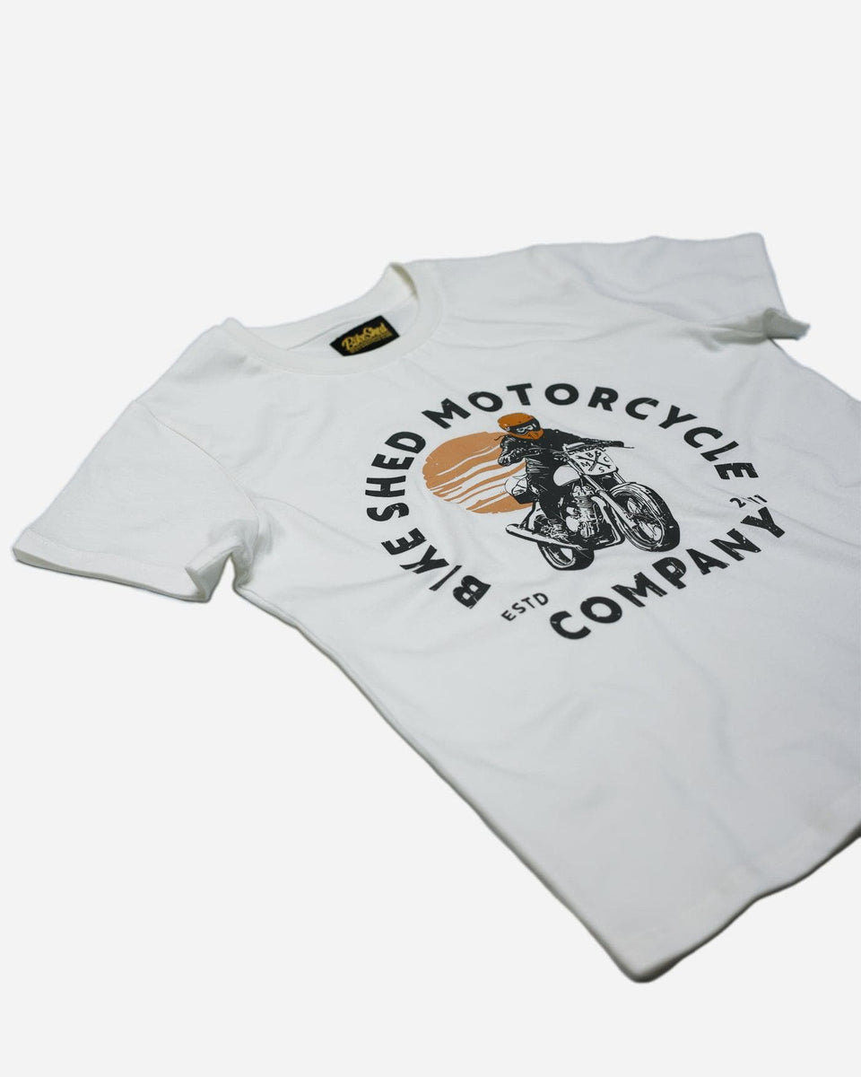 BSMC Women's Motorcycle Sunset Graphic T-Shirt - Off White