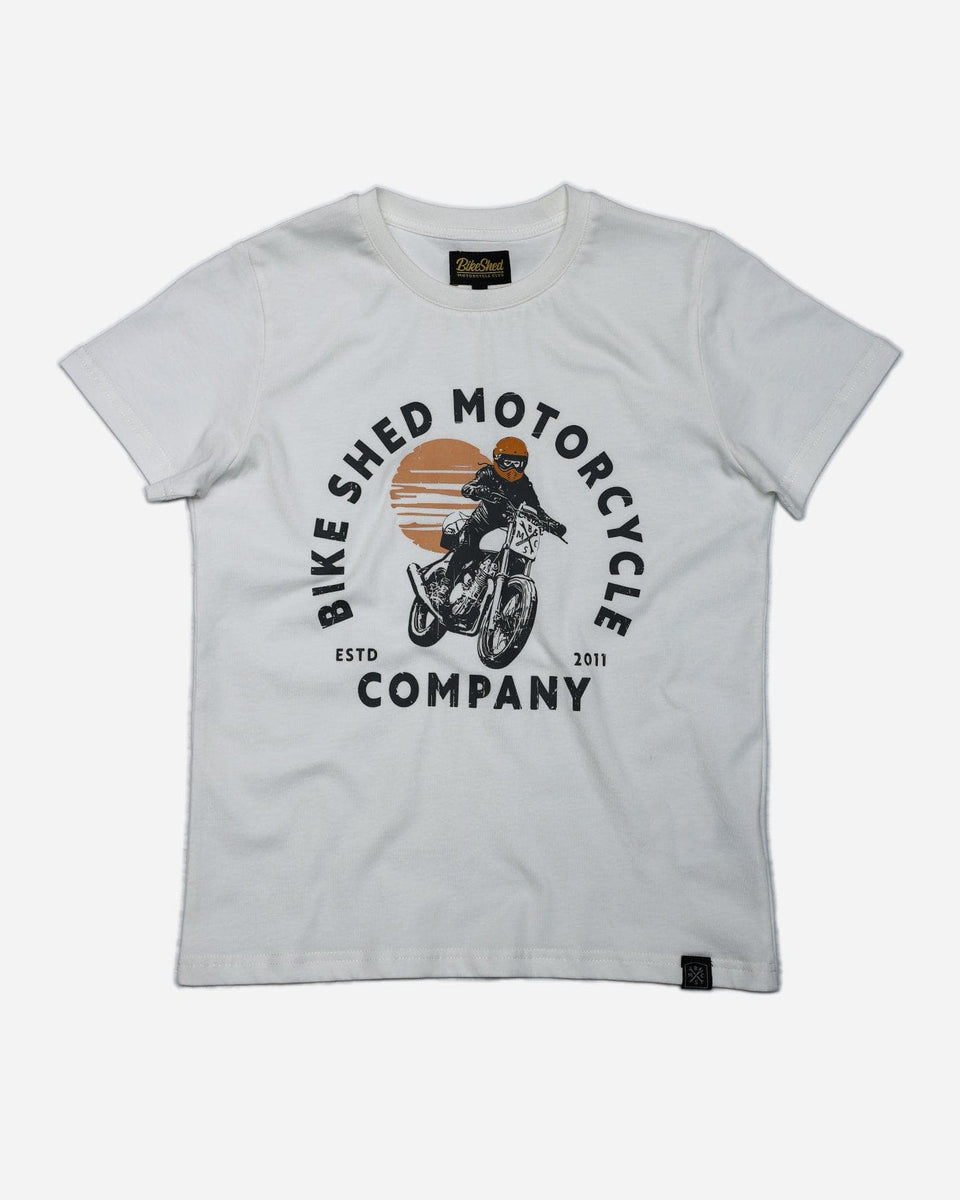 BSMC Women's Motorcycle Sunset Graphic T-Shirt - Off White