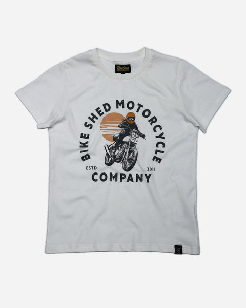 BSMC Women's Motorcycle Sunset Graphic T-Shirt - Off White