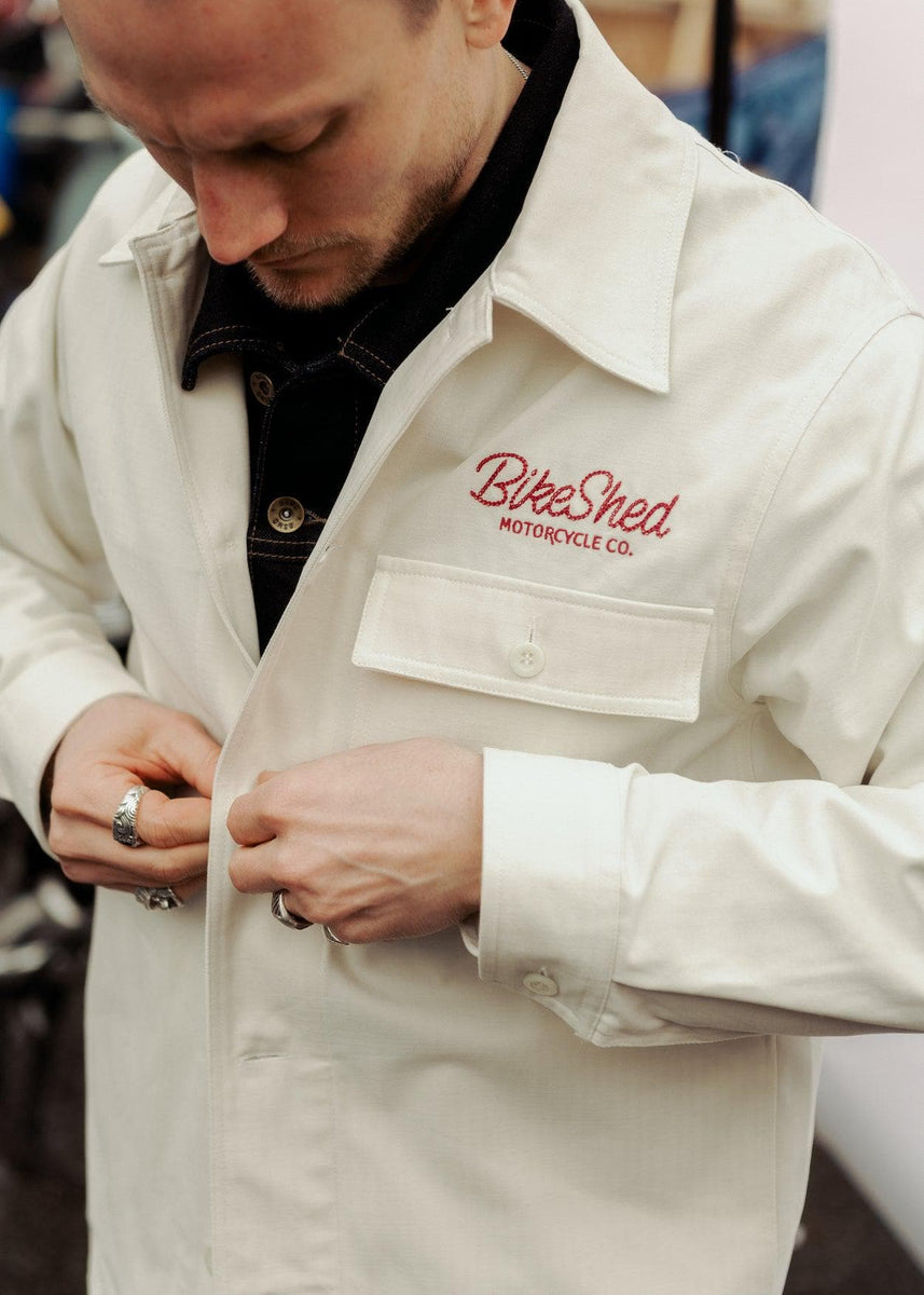 BSMC Chain Embroidery Motorcycle Chore Jacket - Ecru