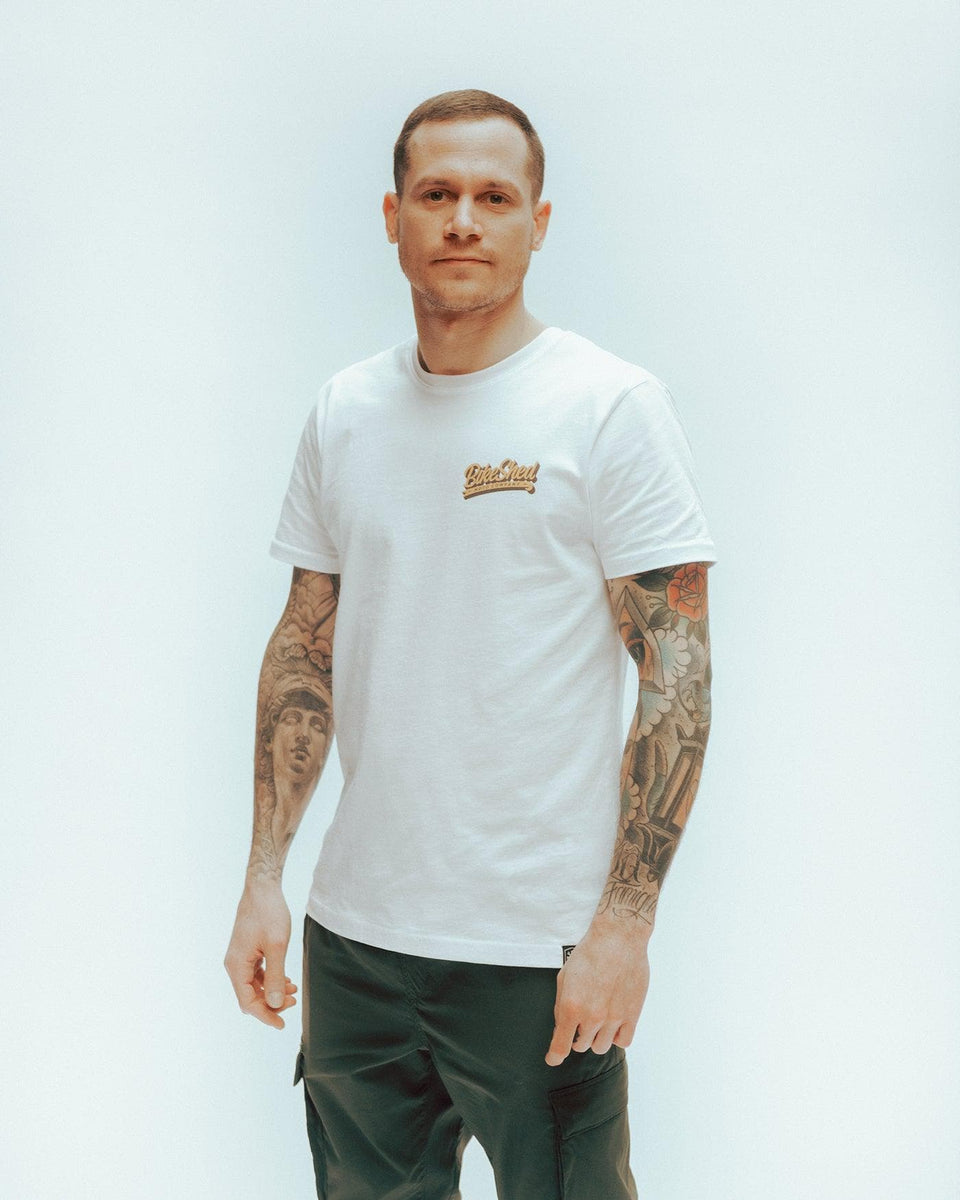 BSMC Motorcycle Mural Graphic T Shirt - White