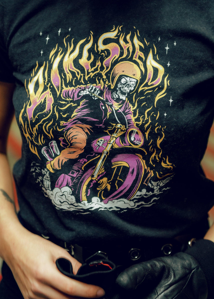 BSMC Women's Speed Demon Graphic Motorcycle T-Shirt - Washed Black